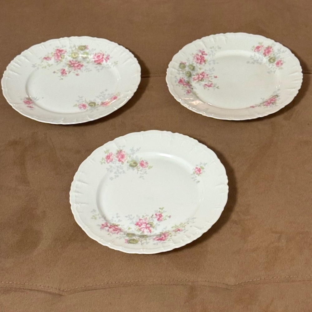 Habsburg  Fine China Scalloped Rim 8.5” Floral Design Dinner Plate - Set of (3)